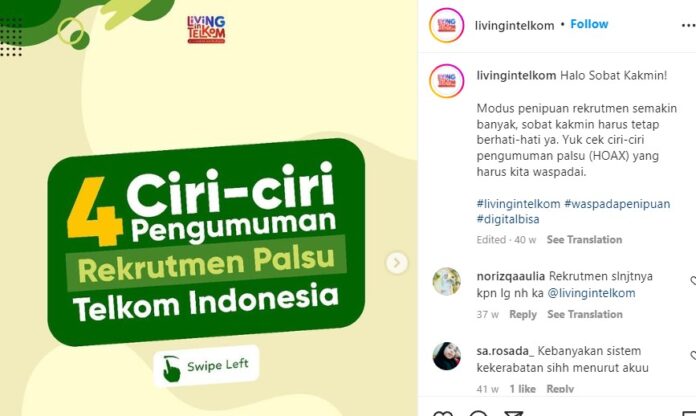 Hati-Hati Hoaks Ini! Lowongan Kerja PT Telkom Indonesia 2022 Hati-Hati Hoaks Ini! Lowongan Kerja PT Telkom Indonesia 2022